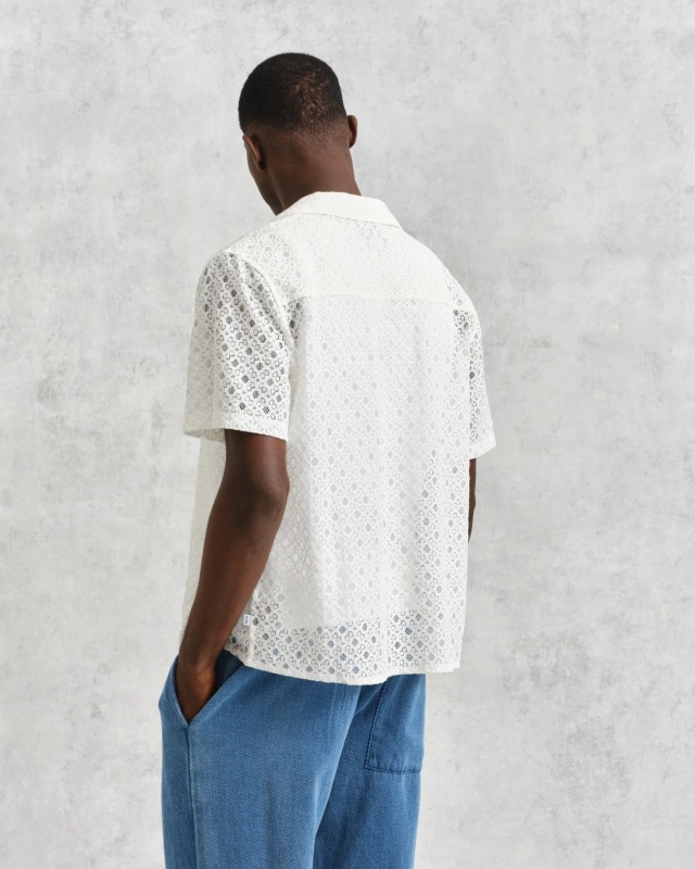 wax london "Didcot Shirt" White Corded Lace