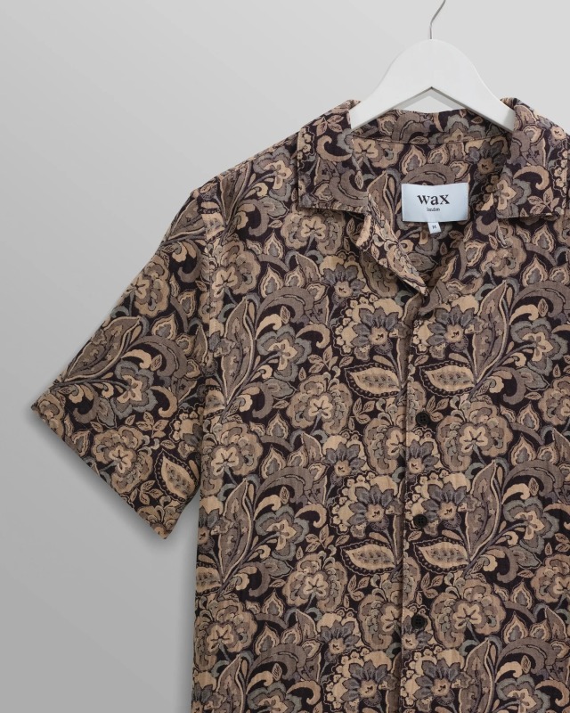 wax london "Didcot Shirt" Brown Floral Jacquard
