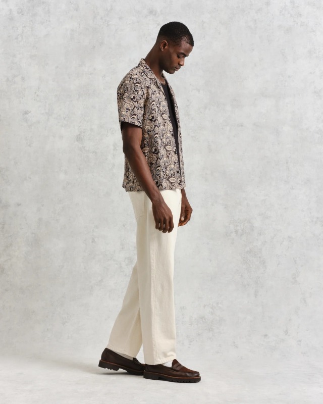 wax london "Didcot Shirt" Brown Floral Jacquard