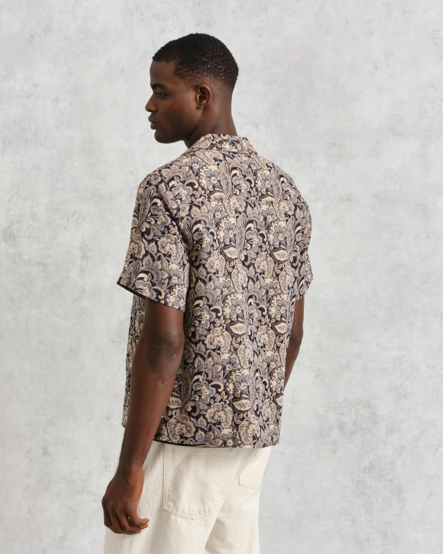 wax london "Didcot Shirt" Brown Floral Jacquard