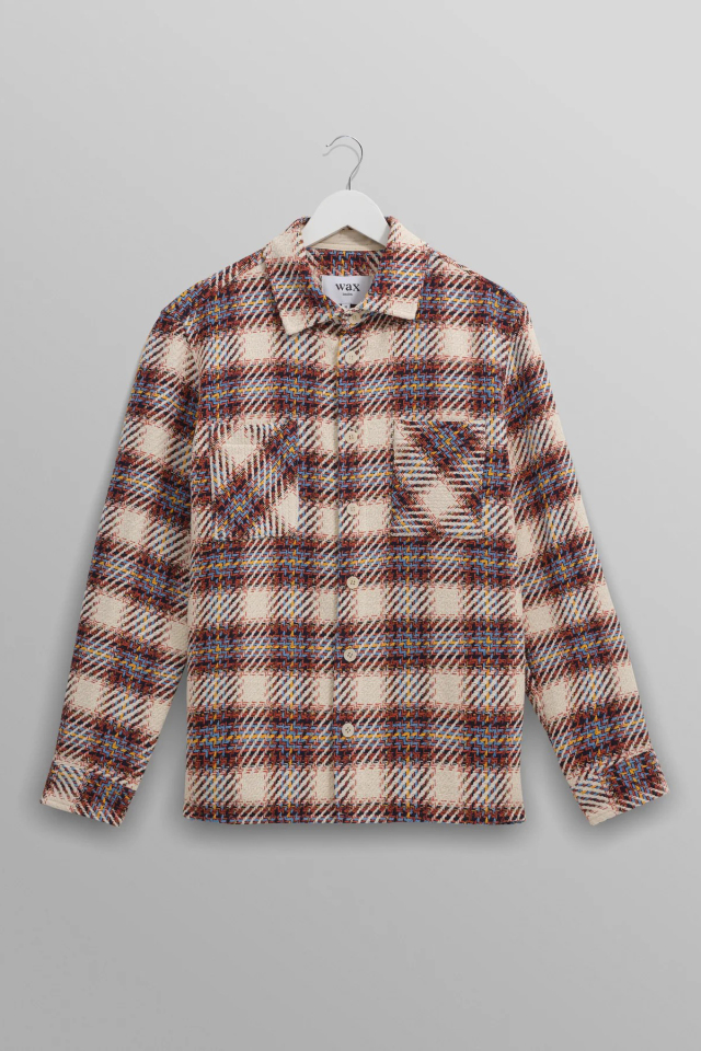 wax london Whiting - Ecru And Multicolour Hutton Check Overshirt