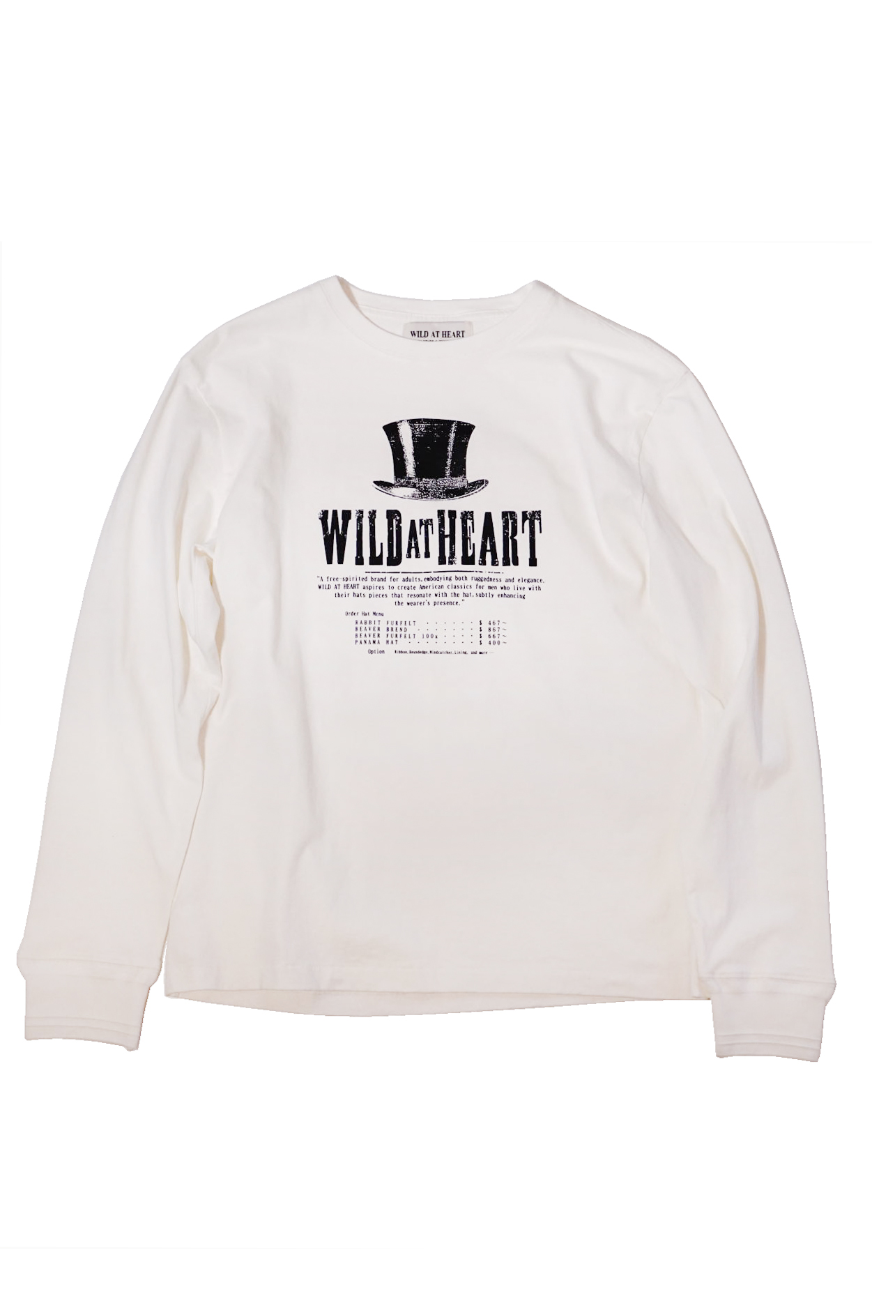 WILD AT HEART "SILK HAT" 6.2oz Crew Neck L/S TEE
