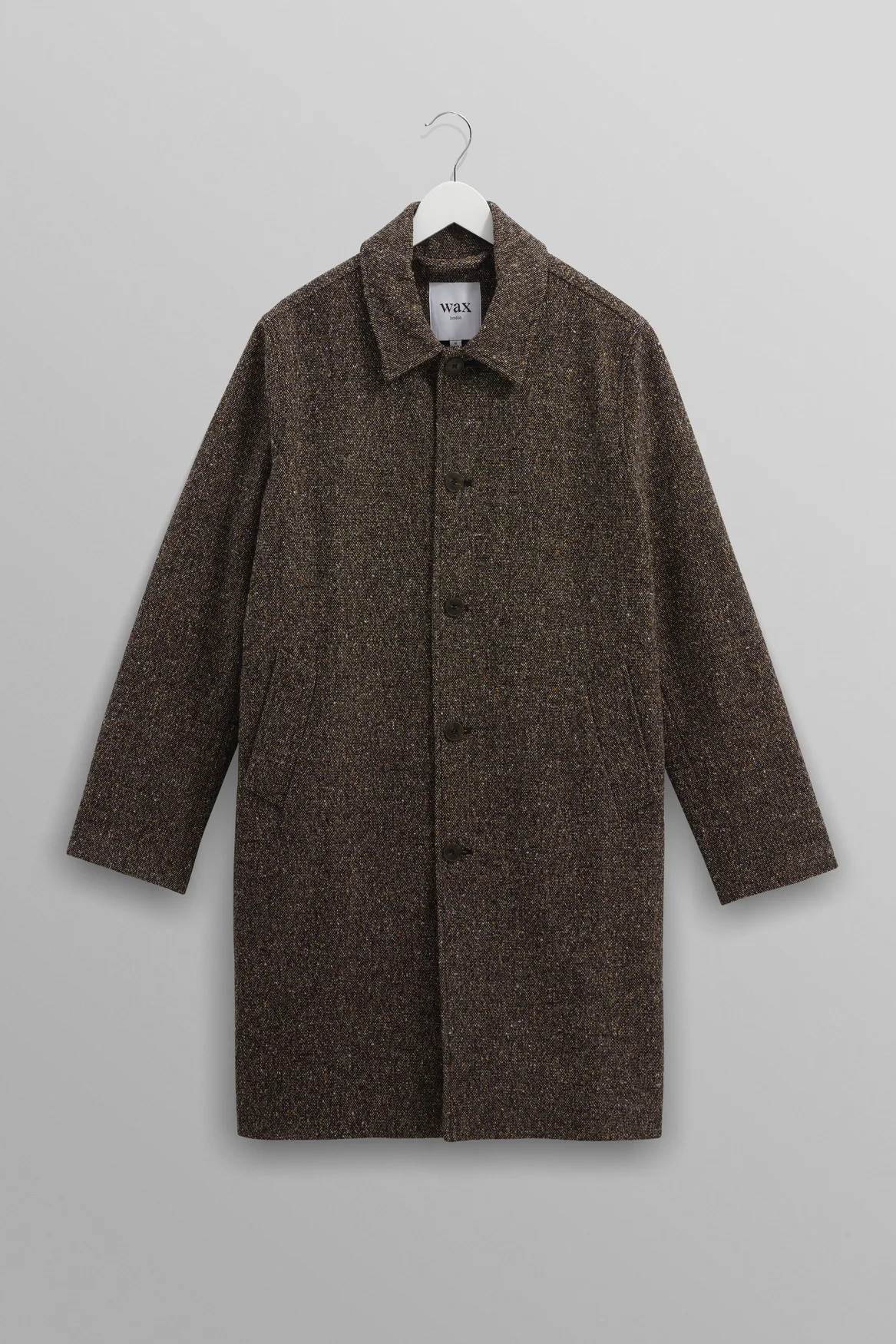wax london Stan - Brown Fleck Tweed Car Coat