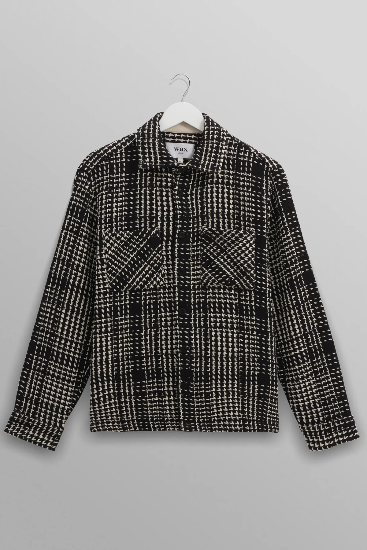WAX LONDON WHオーバーシャツ ツインウィーブ(BLACK) wax london Whiting - Black Twin Weave Overshirt B.S.W.