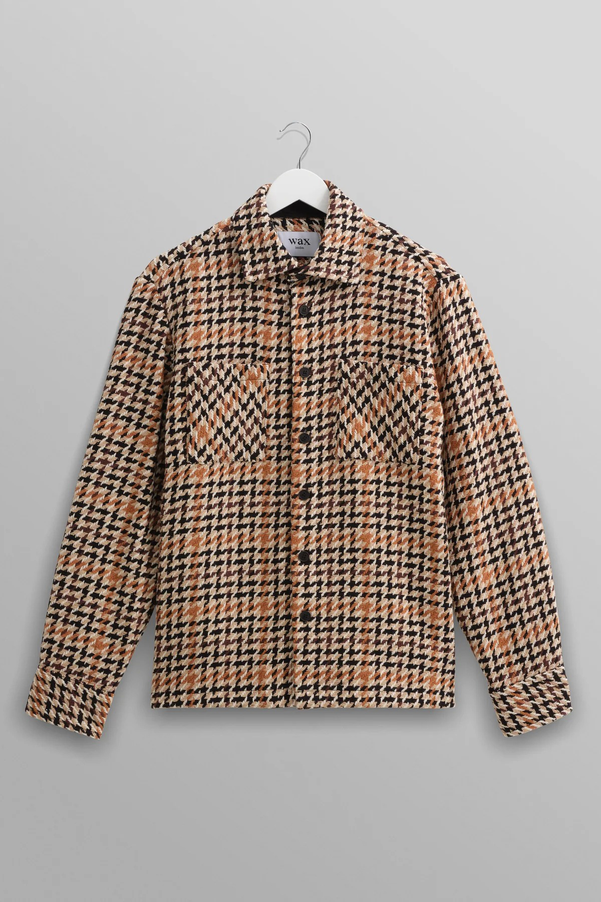 wax london Whiting - Natural Houndstooth-Weave Overshirt