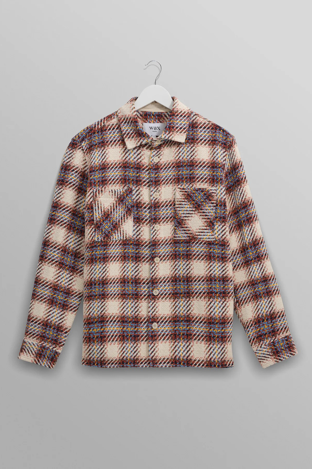 wax london Whiting - Ecru And Multicolour Hutton Check Overshirt