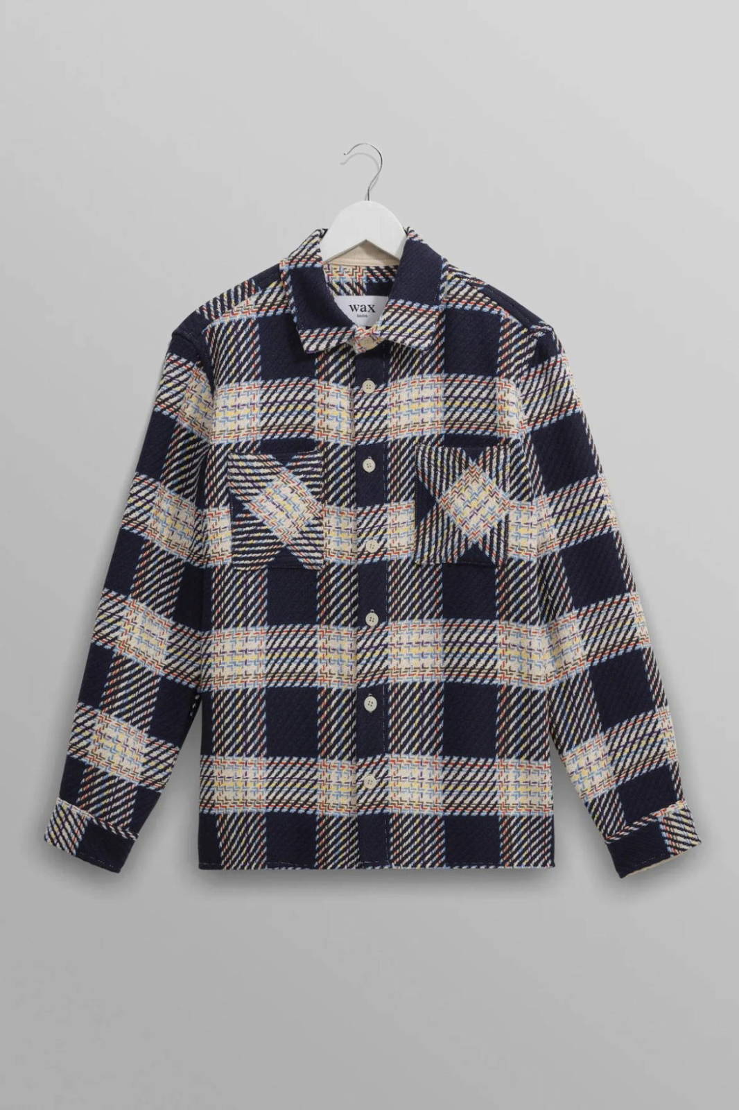 wax london Whiting - Navy And Multicolour Hutton Check Overshirt