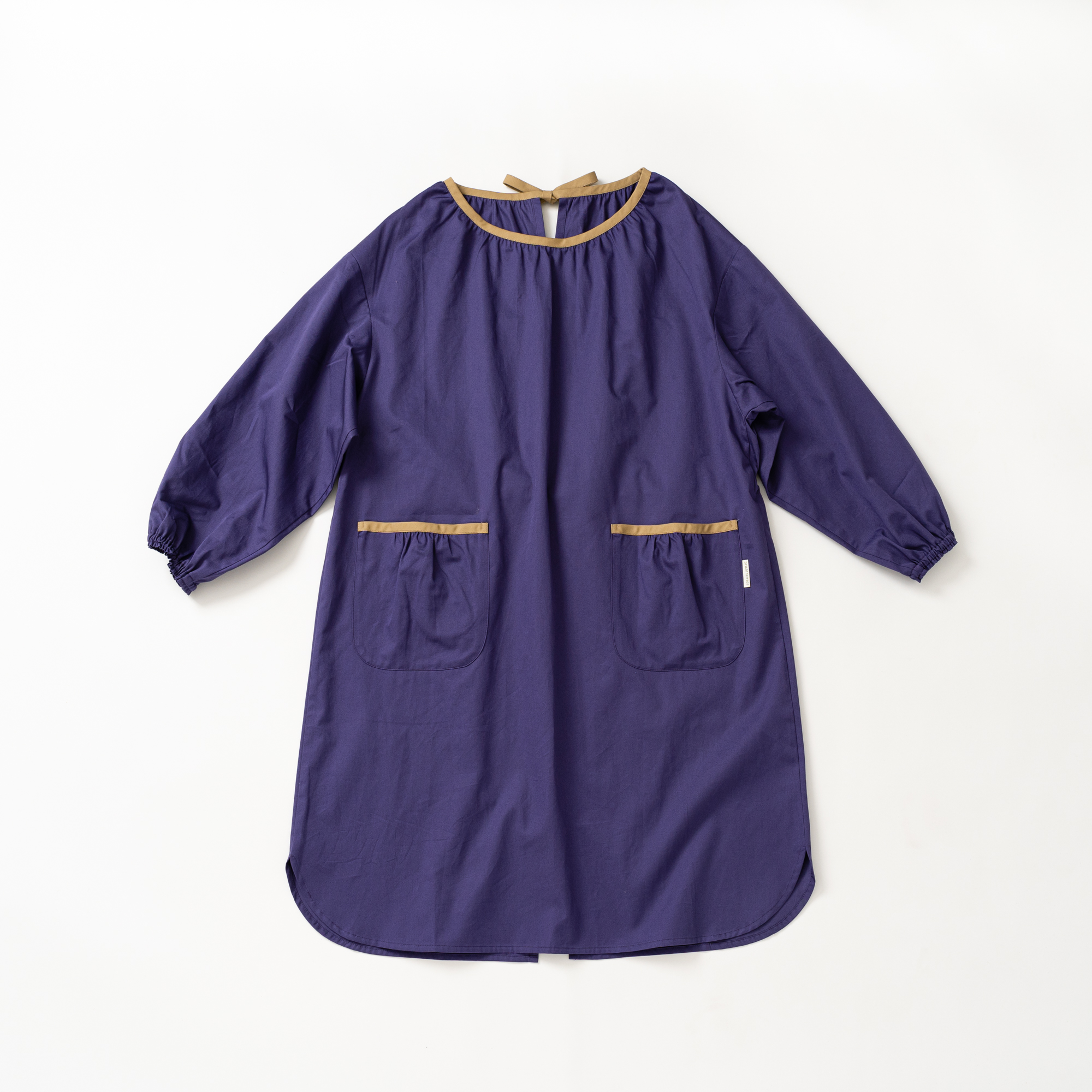 後ろ開きかっぽう着【パープル】抗菌抗ウイルス加工・綿100％