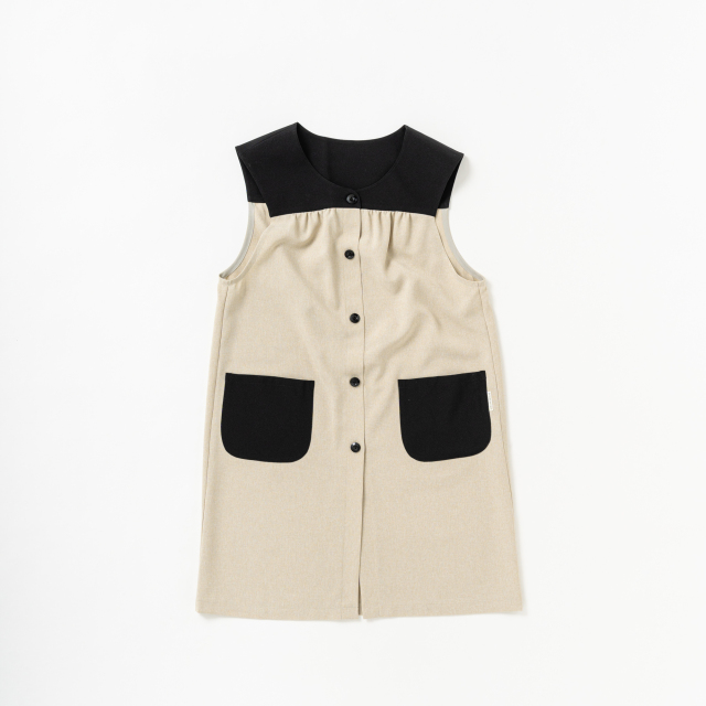 ベスト型エプロン【ベージュ】ポリエステル100％・背中とお尻がか