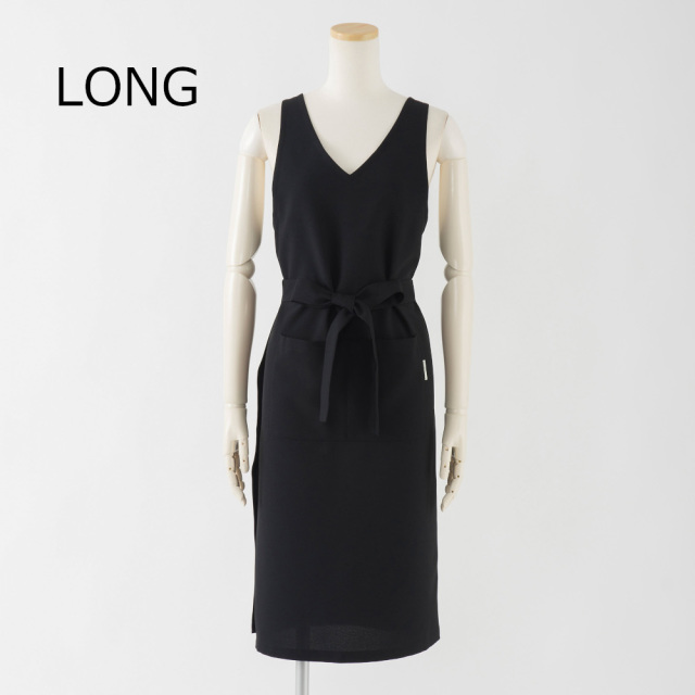 ジャンパースカート型エプロン【黒】ポリエステル100％・ノーアイロン