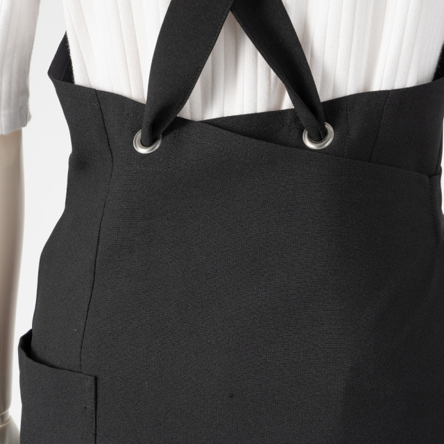 黒ゆったりボタン付スリーブ　ポリエステル100% F patterntorso ネット限定☆オンリーエプロン・ミディアム丈【プロ仕様】黒