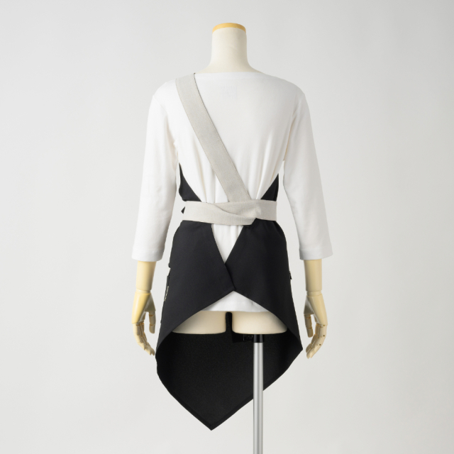 新しい生地》ワンショルダーエプロン【黒】撥水撥油ポリエステル100