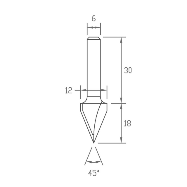 45度 V溝ビット（小) (6mm軸) ｜ルータービットBTMT