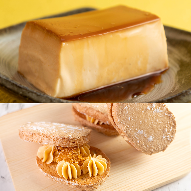 プリンとダックワーズプラリネ