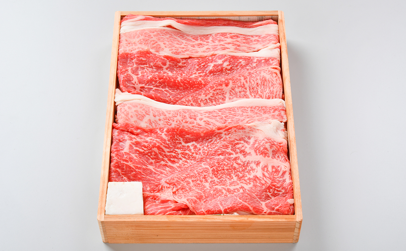 黒毛和牛すき焼き肉 (モモ・バラ)贈答用木箱入りギフト 800g
