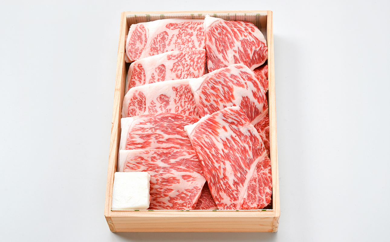 黒毛和牛あみ焼肉 (ロース)贈答用木箱入りギフト 800g