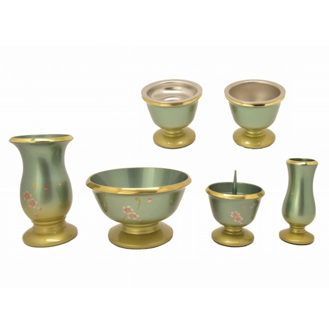 フルール　マットグリーン色　3.0寸　6点セット