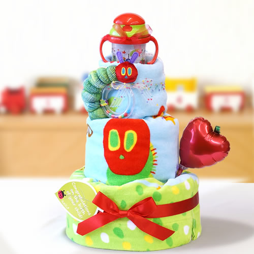 【おむつケーキ】はらぺこあおむしタオルケットおむつケーキ