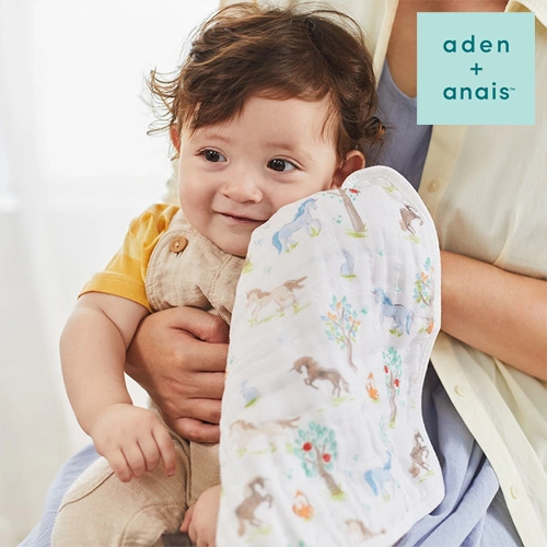【出産祝い】aden+anais(エイデンアンドアネイ)ウォッシュクロス　イヤーオブザホース・うま　3枚