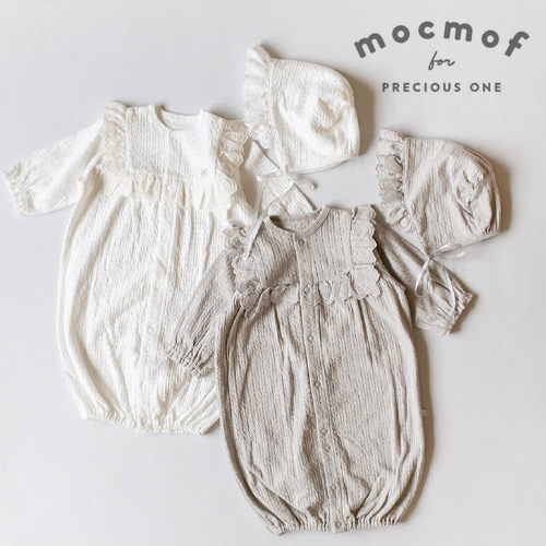 【出産祝い】mocmof（モクモフ）レース2wayオール+ボンネットセット
