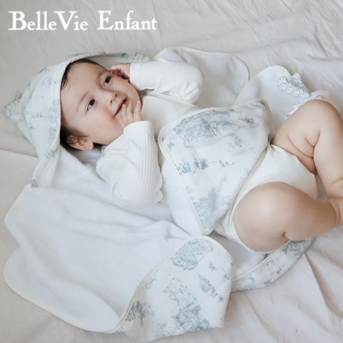 ベルビーアンファン トワル・ド・ジュイ フード付き ガーゼ バスタオル