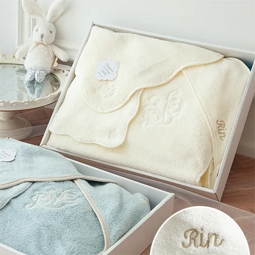 【ベルビーアンファン】Nuage オーガニックコットン MokuMoku フード付きタオル３点セット