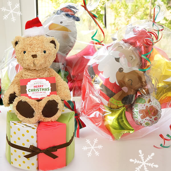 Jellycat Bear & Christmas Balloon bouquet（おむつケーキ＆バルーンブーケセット）