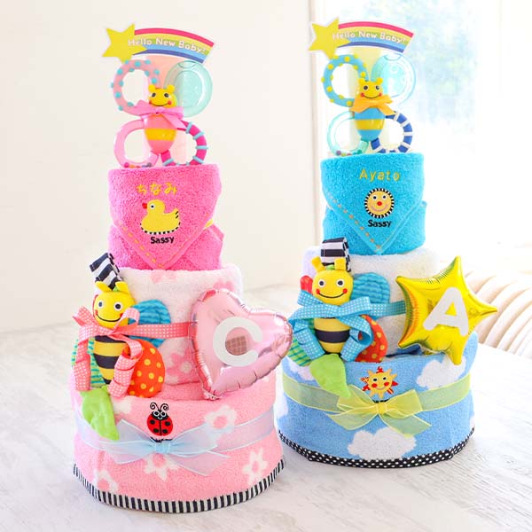 【おむつケーキ】Sassyカミカミみつばちおむつケーキ