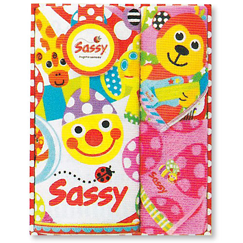 【おむつケーキにプラス】Ｓａｓｓｙプリント・バスタオル＆ウォッシュタオルセット３Ｐ