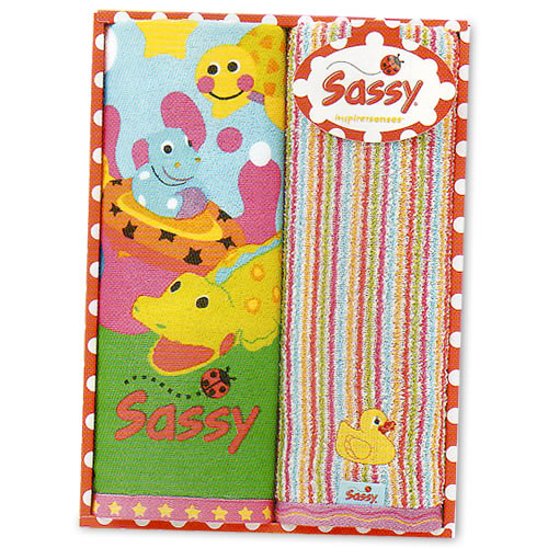【おむつケーキにプラス】Ｓａｓｓｙプリント・フェイスタオルセット