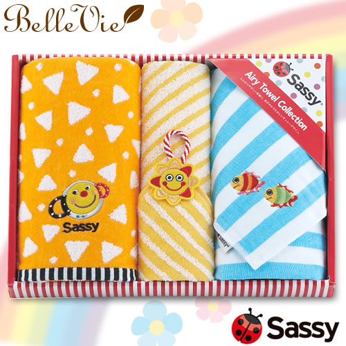 【おむつケーキにプラス】Ｓａｓｓｙフェイス＆ウォッシュタオルセット３Ｐ