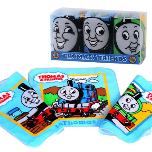 【おむつケーキにプラス】タオルギフト　きかんしゃトーマス ミニテリー（タオルハンカチ）３枚
