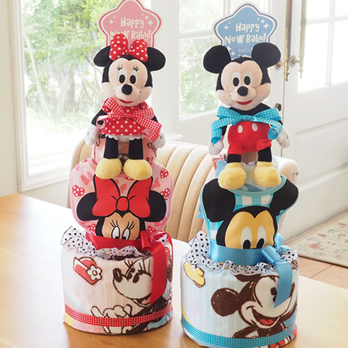 【おむつケーキ】ミッキー＆ミニータオルおむつケーキ