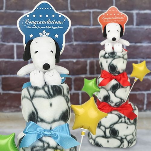 【おむつケーキ】スヌーピー フリースブランケットおむつケーキ