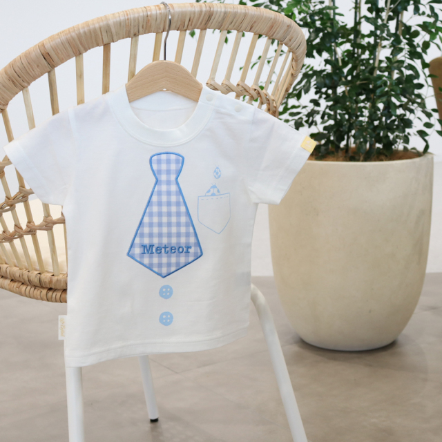 【アンファン】プリティパッチTシャツBlue Checked