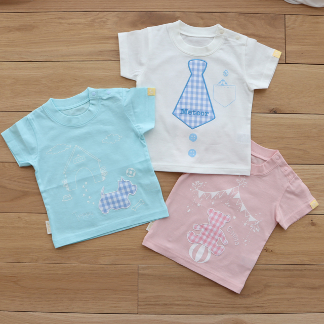 【アンファン】プリティパッチTシャツBlue Checked