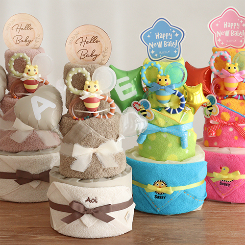 Sassy poppin' partyおむつケーキ