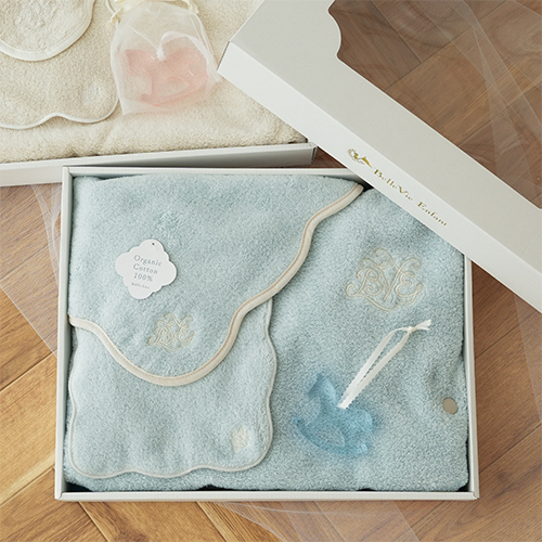 【ベルビーアンファン】Nuage オーガニックコットン MokuMoku バスポンチョタオル４点セット