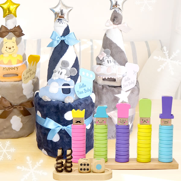 Disney DiaperCake  &  Naming Educational Toys（おむつケーキ＆名入れ知育玩具セット）