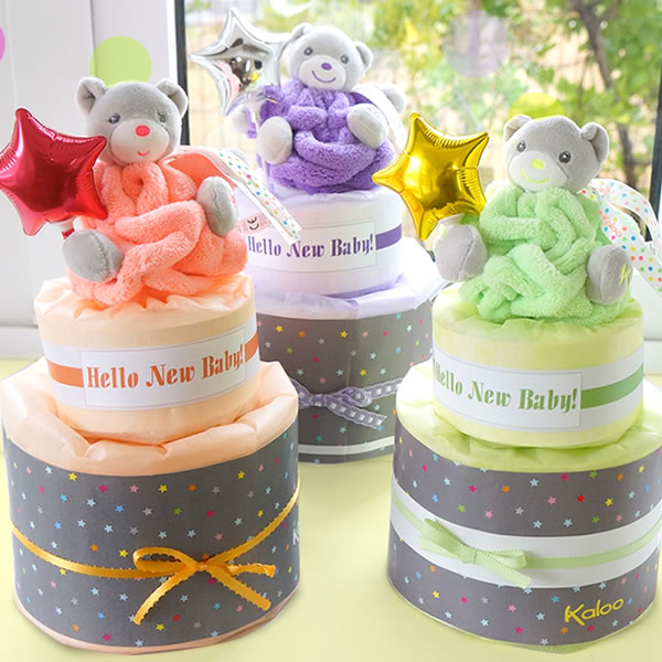 【おむつケーキ】Kaloo(カルー)neonbearおむつケーキ
