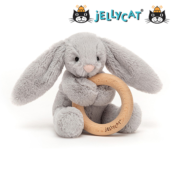 ジェリーキャット　木製リングトイ　 Bashful Silver Bunny Wooden Ring Toy