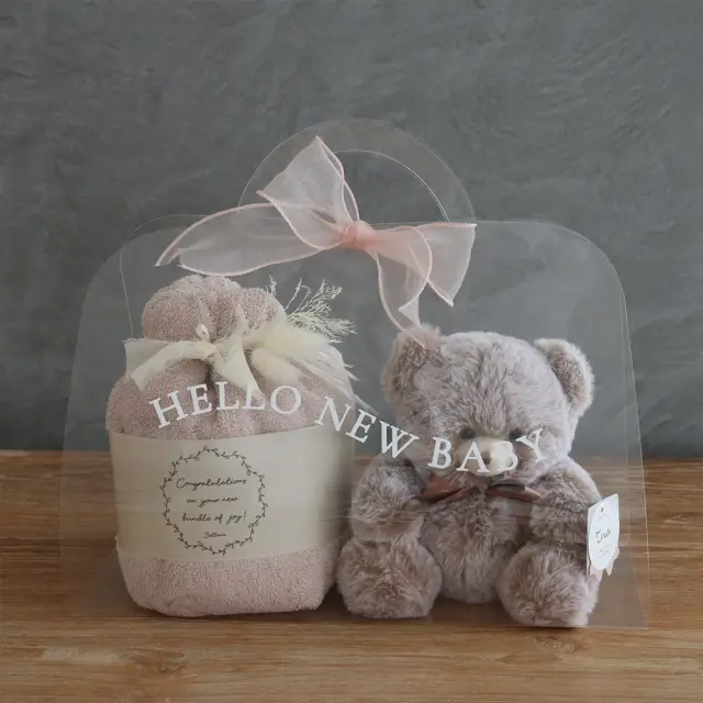出産祝い】TINOふわぬい おむつケーキ クリアバッグ ギフトセット