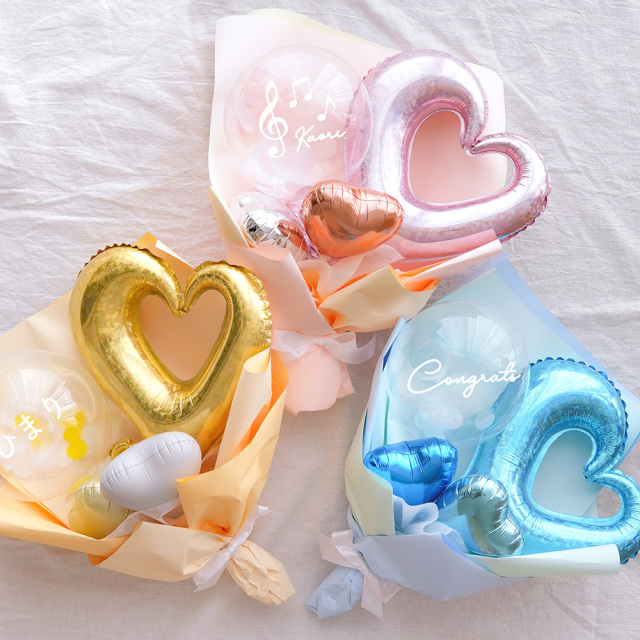 ハートバルーンブーケ（メッセージシール付き）