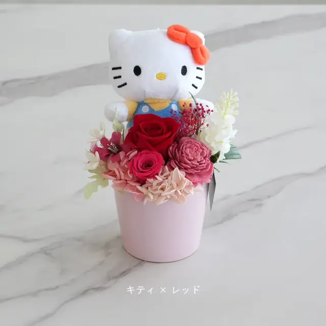 プリザーブドフラワー ぬいぐるみ付き カレンポット