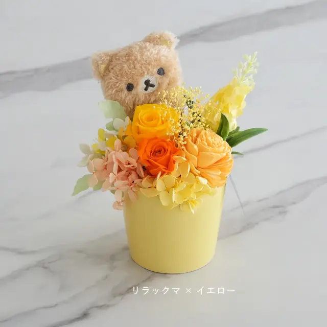 プリザーブドフラワー ぬいぐるみ付き カレンポット
