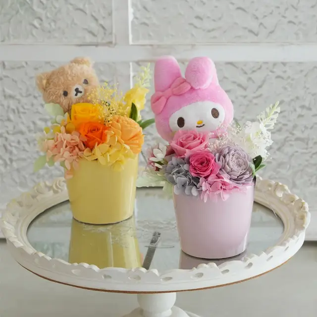 プリザーブドフラワー ぬいぐるみ付き カレンポット