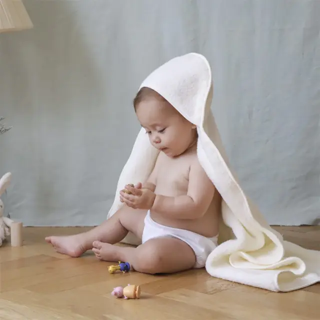 オーガニックコットンNuage MokuMoku フード付きバスタオル