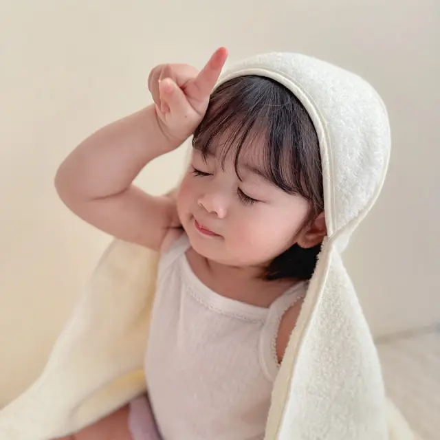 オーガニックコットンNuage MokuMoku フード付きバスタオル