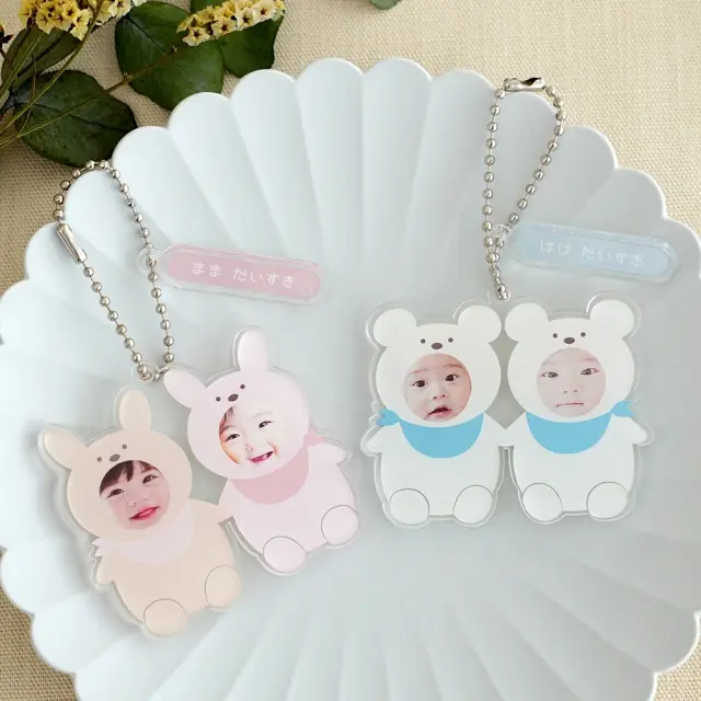 名入れ】オリジナル着ぐるみキーホルダー写真入り 【ペアデザイン】