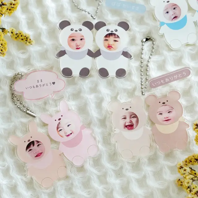 名入れ】オリジナル着ぐるみキーホルダー写真入り 【ペアデザイン】